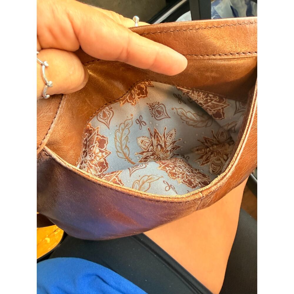HOBO Genuine Leather Crossbody Bag Brown Vintage Style Multi Pocket Purse - Picture 5 of 16